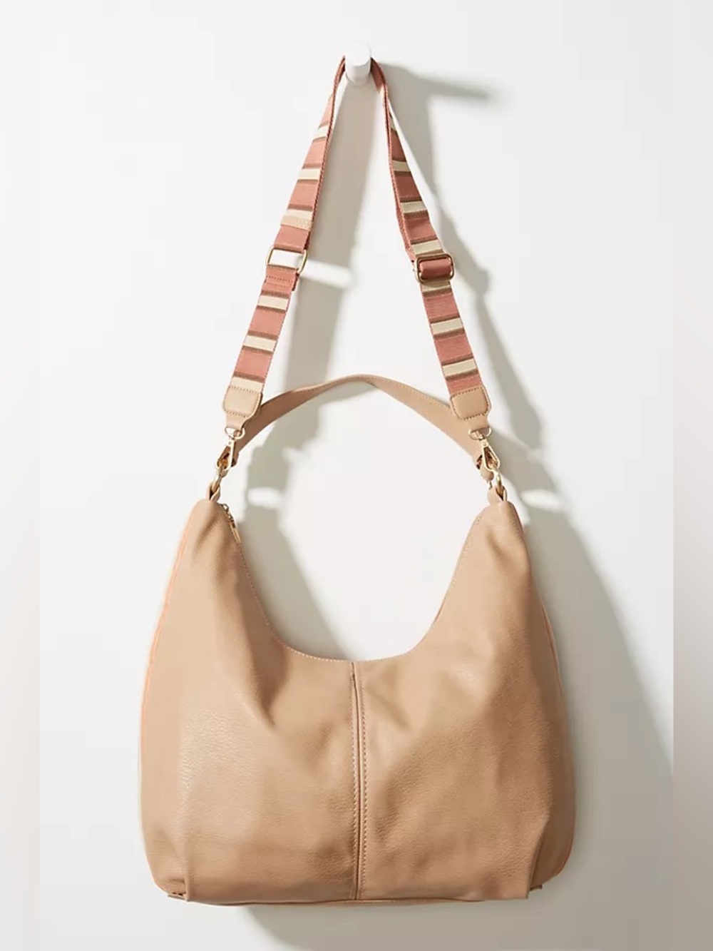 Anthropologie Urban Originals Lila Slouchy Tote Bag Taupe Vegan Leather Hobo